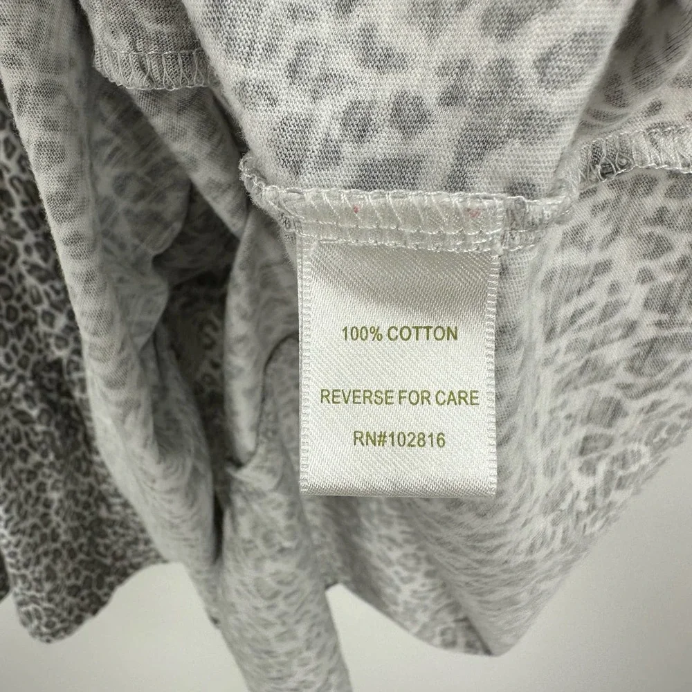 Garnet Hill size small sleeveless tiered dress white gray leopard print‎ cotton